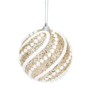 8cm Christmas Ball Christmas Tree Decoration Sequin Pearl Ball Hanging Ornament (Champagne)