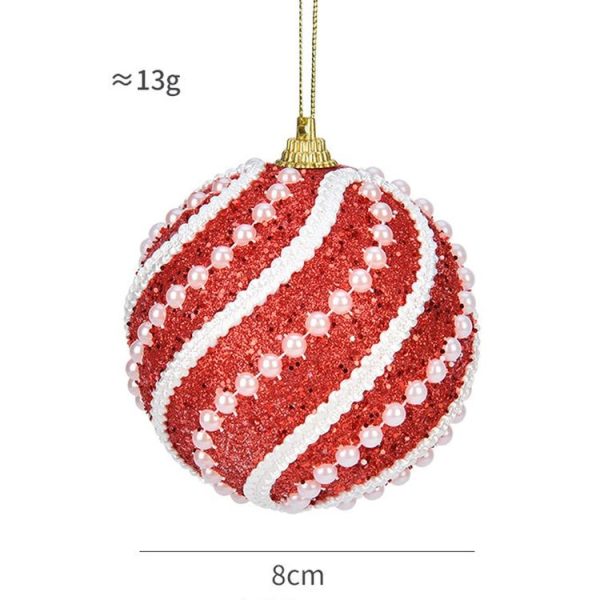 8cm Christmas Ball Christmas Tree Decoration Sequin Pearl Ball Hanging Ornament (Champagne) - Image 3