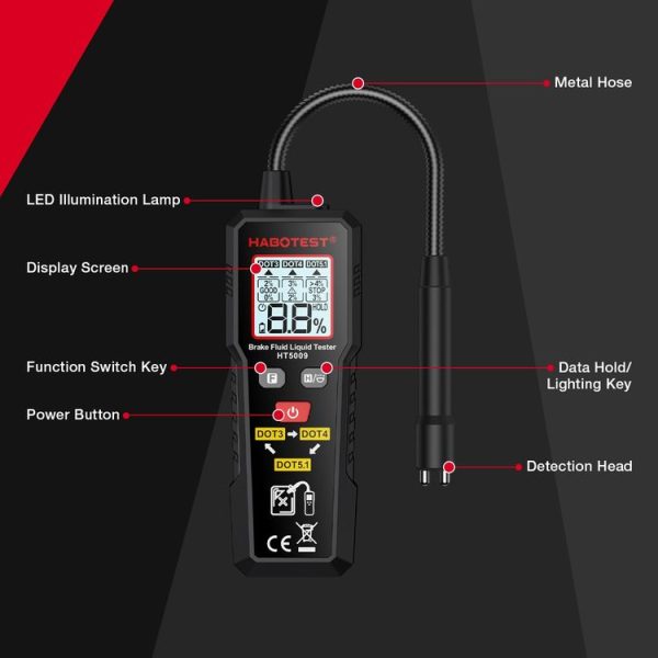 HABOTEST Automobile Motorcycle Brake Fluid Moisture Tester - Image 4