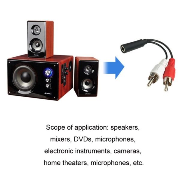Audio Cable 3.5mm Female To 2RCA Double Lotus Head Speaker Connection Cable (0.23m) - Image 6
