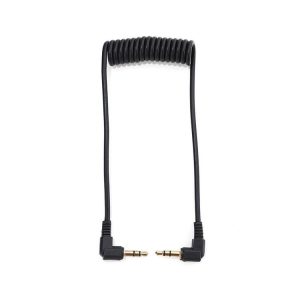 3.5mm Stereo Car Audio Cable PU Gold-plated Elbow Spring Cable (Male To Male)