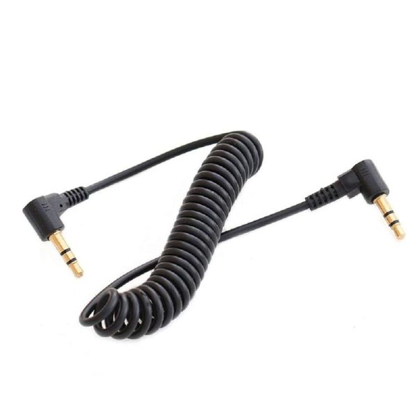 3.5mm Stereo Car Audio Cable PU Gold-plated Elbow Spring Cable (Male To Male) - Image 2