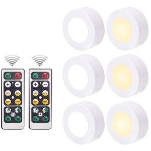 Remote Control Induction Night Light Bedroom Wardrobe LED Push-Button Light (2 Remote Controls + 3 White + 3 Warm)