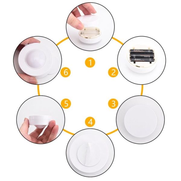 Remote Control Induction Night Light Bedroom Wardrobe LED Push-Button Light (2 Remote Controls + 3 White + 3 Warm) - Image 4