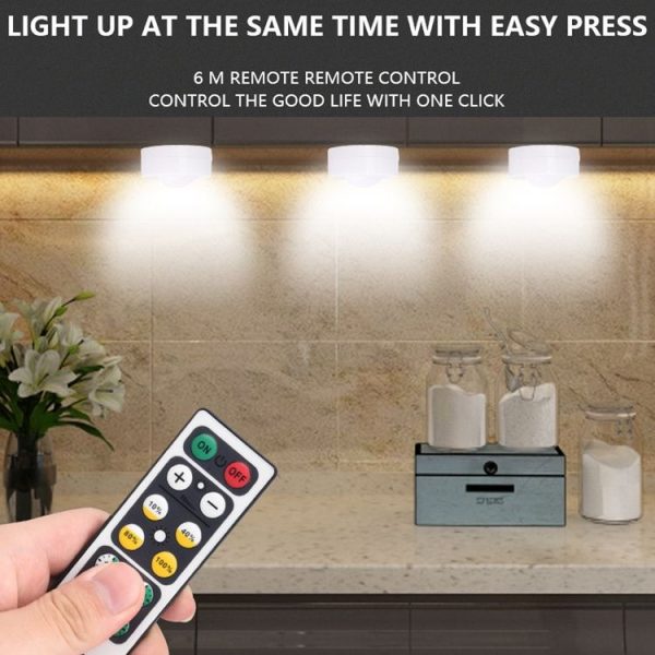 Remote Control Induction Night Light Bedroom Wardrobe LED Push-Button Light (2 Remote Controls + 3 White + 3 Warm) - Image 7
