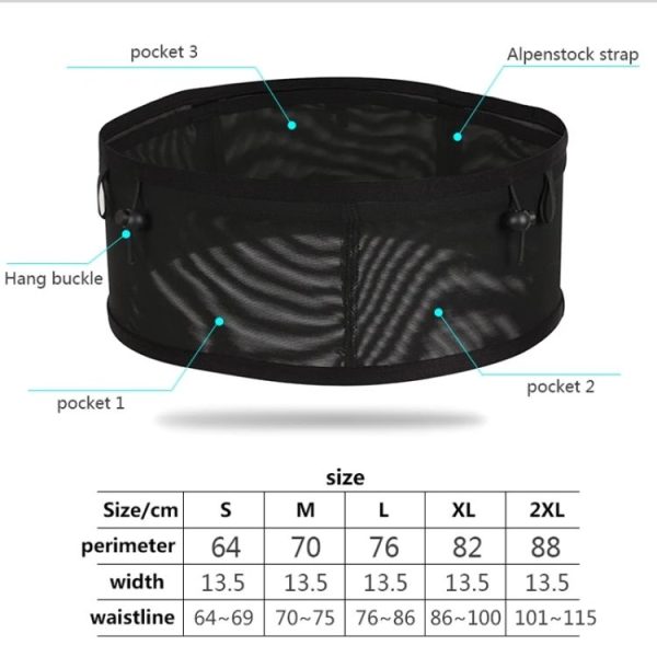 Close-fitting Sports Waist Bag Lightweight Marathon Running Belt, Size: S (Black) - Image 10