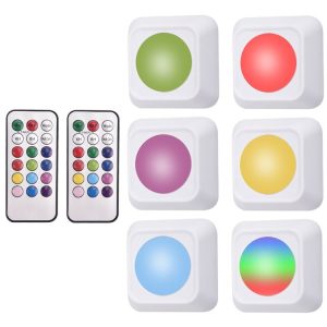 Remote Control Night Light LED Bedside Cabinet RGB Colorful Pat Light (2 Remote Controls + 6 Lights)