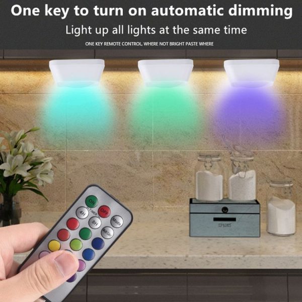 Remote Control Night Light LED Bedside Cabinet RGB Colorful Pat Light (2 Remote Controls + 6 Lights) - Image 11