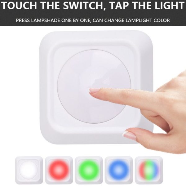 Remote Control Night Light LED Bedside Cabinet RGB Colorful Pat Light (2 Remote Controls + 6 Lights) - Image 5