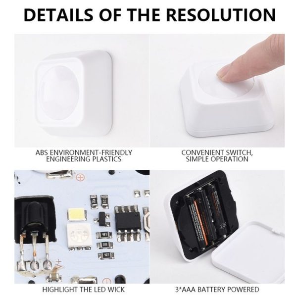 Remote Control Night Light LED Bedside Cabinet RGB Colorful Pat Light (2 Remote Controls + 6 Lights) - Image 8