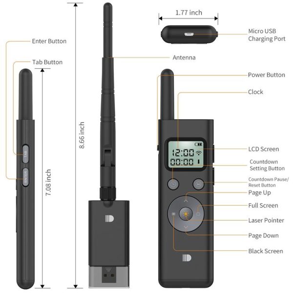 Doosl DSIT037 300m Long Distance Laser Remote Control Green Light Page Turner - Image 2