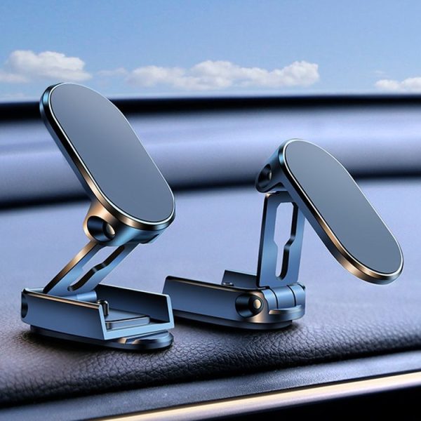 D11 Magnetic Folding Car Phone Holder Rotatable Dashboard Stick-On Navigation Stand (Black Gloosy) - Image 2