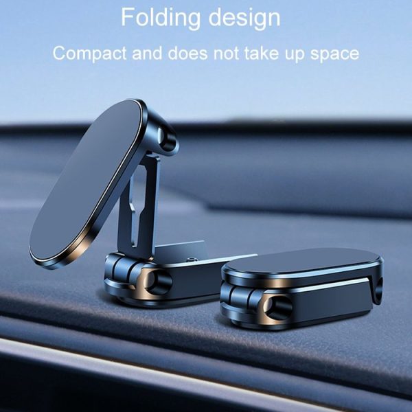 D11 Magnetic Folding Car Phone Holder Rotatable Dashboard Stick-On Navigation Stand (Black Gloosy) - Image 4