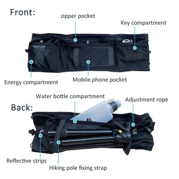 Running Sports Waist Bag Ultra-thin Breathable Belt With Trekking Pole Fixing Strap, Size: XS / S / M - Image 3