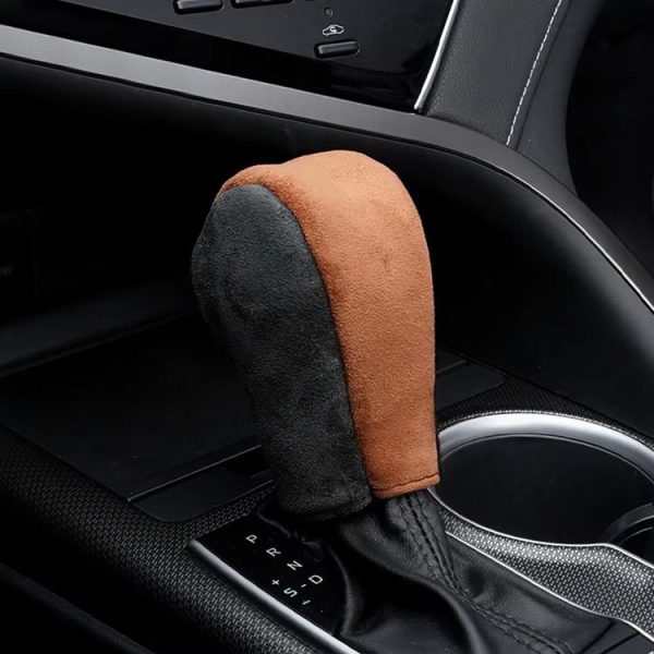 Suede Automatic Manual Gear Lever Cover (Brown) - Image 2