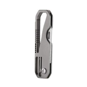 Multifunctional Titanium Keychain Outdoor Portable Defense Mini Folding Knife, Style: With Steel Ring