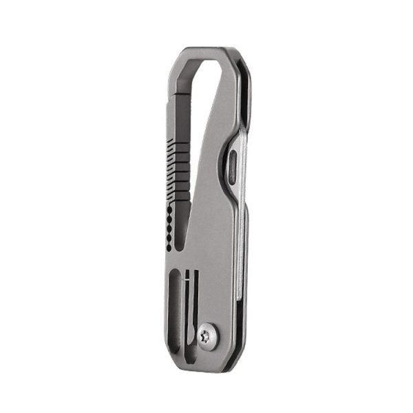 Multifunctional Titanium Keychain Outdoor Portable Defense Mini Folding Knife, Style: With Steel Ring