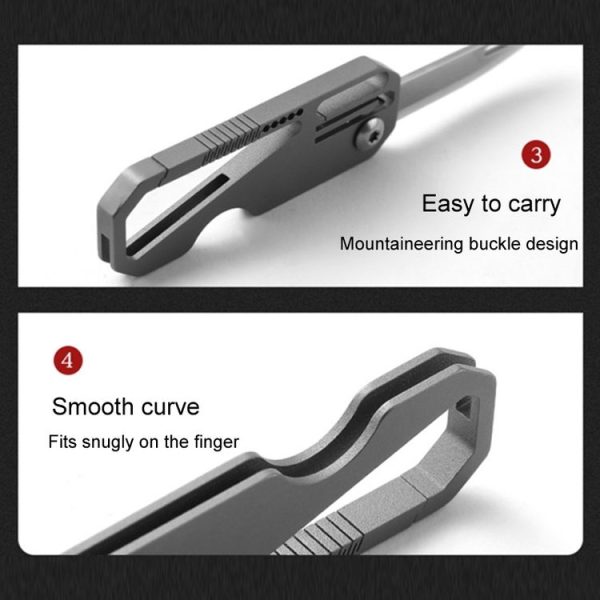 Multifunctional Titanium Keychain Outdoor Portable Defense Mini Folding Knife, Style: With Steel Ring - Image 10