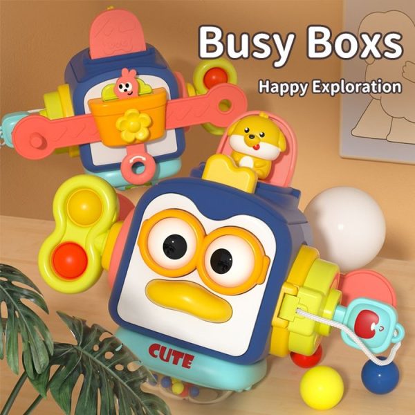Infant Busy Ball Baby Hand Grip Ball Puzzle Sensory Hexahedron Toys (Penguin) - Image 2