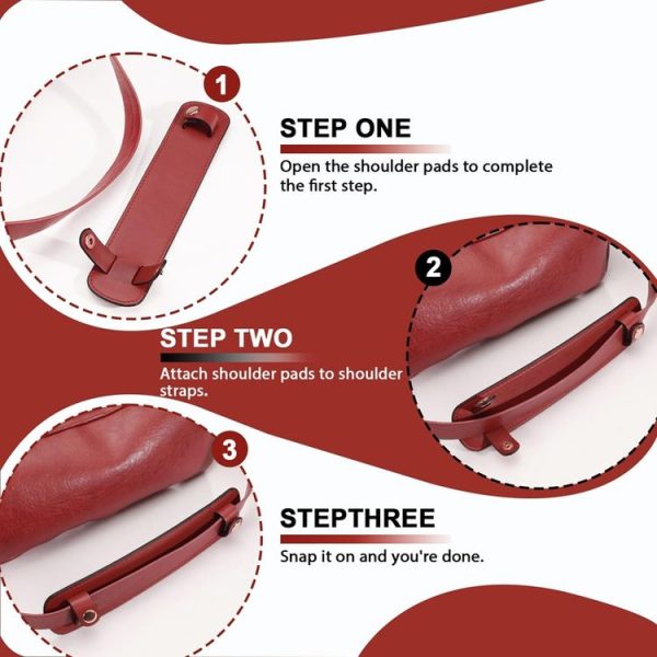 Simple Detachable Bag Anti Strangulation Leather Handle Accessory (Red) - Image 4