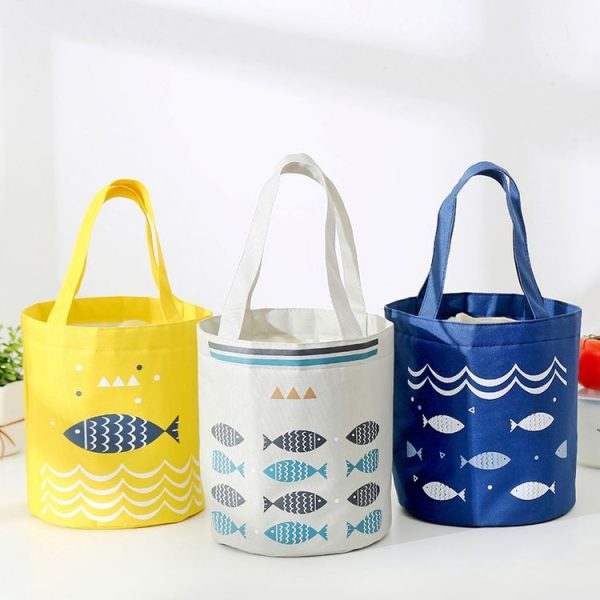 Handheld Drawstring Bento Bag Large Capacity Fresh Insulated Lunch Box Thermal Bag (Yellow) - Image 3
