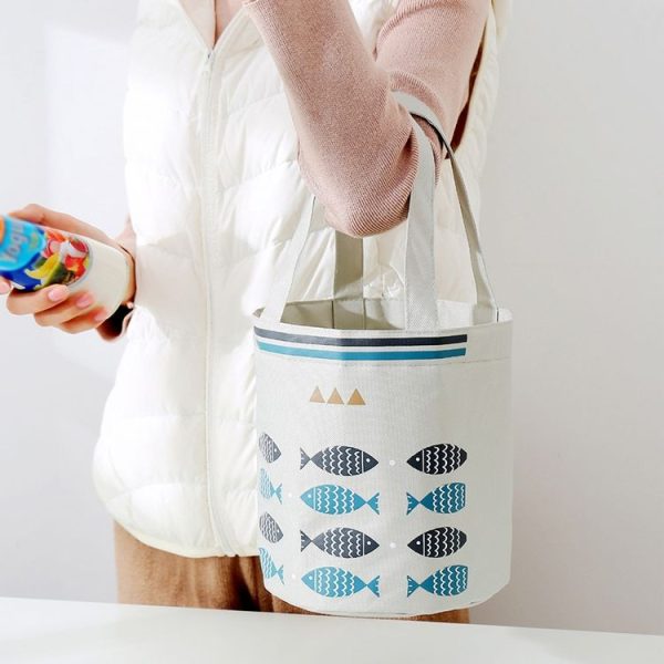 Handheld Drawstring Bento Bag Large Capacity Fresh Insulated Lunch Box Thermal Bag (Yellow) - Image 9