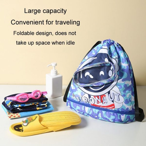 Children Swimming Bag Cute Cartoon Beach Backpack Dry Wet Separation Waterproof Storage Bag, Size: Small 1 Layer (Blue) - Image 10