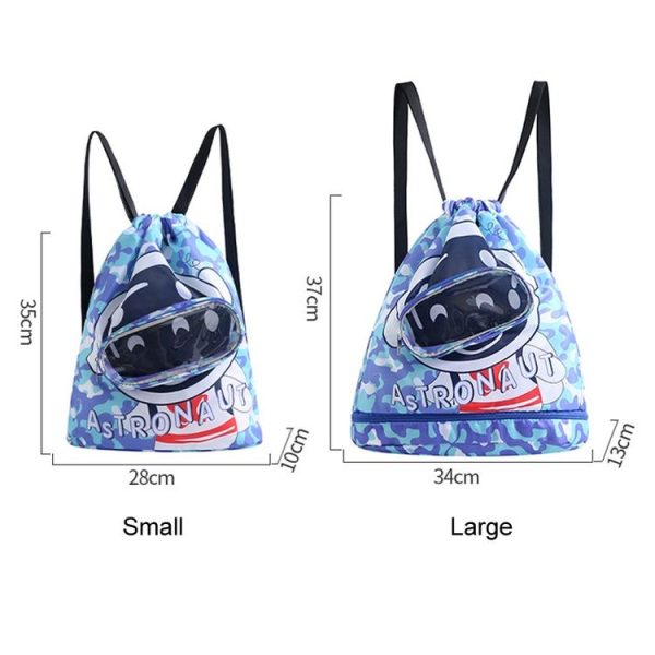 Children Swimming Bag Cute Cartoon Beach Backpack Dry Wet Separation Waterproof Storage Bag, Size: Small 1 Layer (Blue) - Image 3