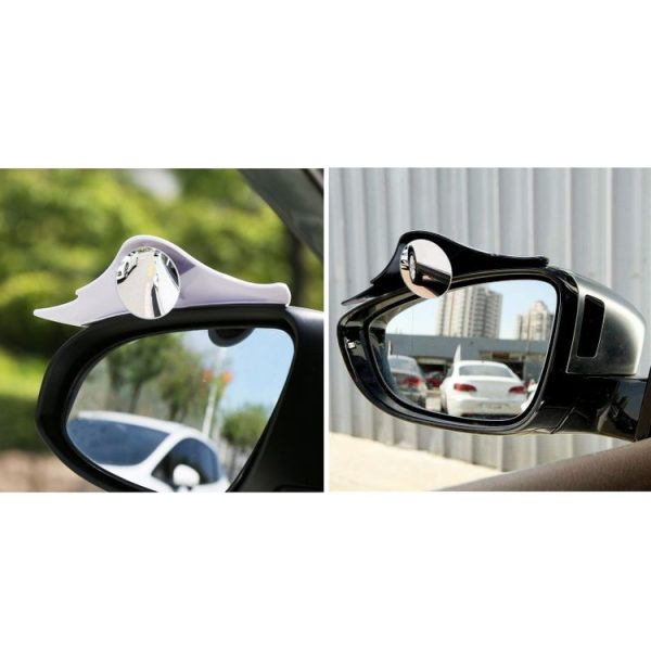 1pair Car Rearview Mirror Rain Eyebrow Blind Spot Reversing Round Mirror (White) - Image 2