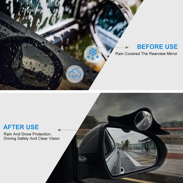 1pair Car Rearview Mirror Rain Eyebrow Blind Spot Reversing Round Mirror (White) - Image 6