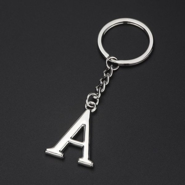 Double-Sided Three-Dimensional Plating Alphabet Keychain, Style: A