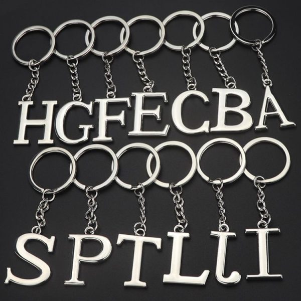 Double-Sided Three-Dimensional Plating Alphabet Keychain, Style: A - Image 2