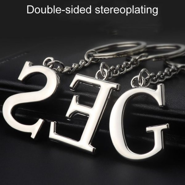 Double-Sided Three-Dimensional Plating Alphabet Keychain, Style: A - Image 3