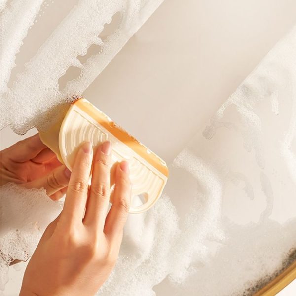 Mini Wiper Bathroom Mirror Glass Silicone Cleaning Tool Countertop Tile Scraper (Cream) - Image 2