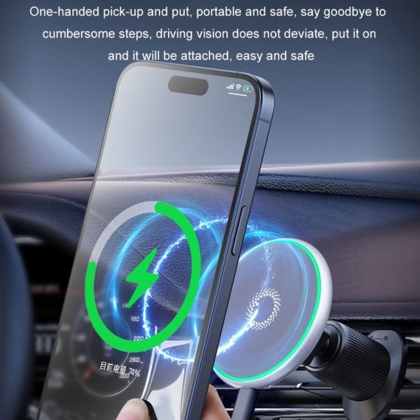 Car Wireless Magnetic Atmosphere Light Mobile Phone Holder (W17) - Image 7