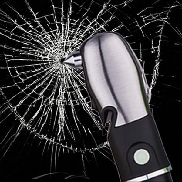 Outdoor Window Breaking Escape Safety Hammer Emergency Flashlight (Black White) - Image 5