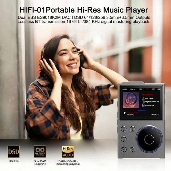 2.4 inch HIFI Bluetooth Music Player DSD256 Mastering Sound Quality Walkman, Memory: 16GB (Gray) - Image 3