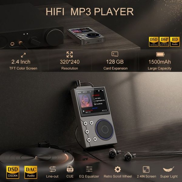 2.4 inch HIFI Bluetooth Music Player DSD256 Mastering Sound Quality Walkman, Memory: 16GB (Gray) - Image 5
