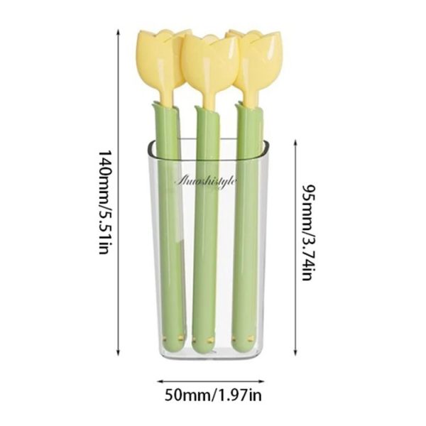 5pcs / Box Tulip Shaped Food Bag Sealing Clip Portable Snack Bread Sealing Clip With Magnetic Storage Box (Pink) - Image 3