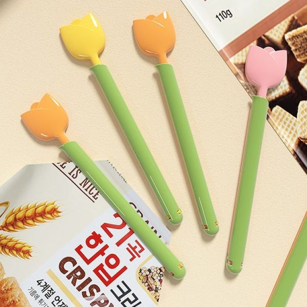 5pcs / Box Tulip Shaped Food Bag Sealing Clip Portable Snack Bread Sealing Clip With Magnetic Storage Box (Pink) - Image 7