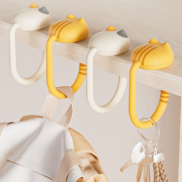 Removable Deskside Hanger Hook No-Punch Student Schoolbag Hook (Yellow) - Image 2