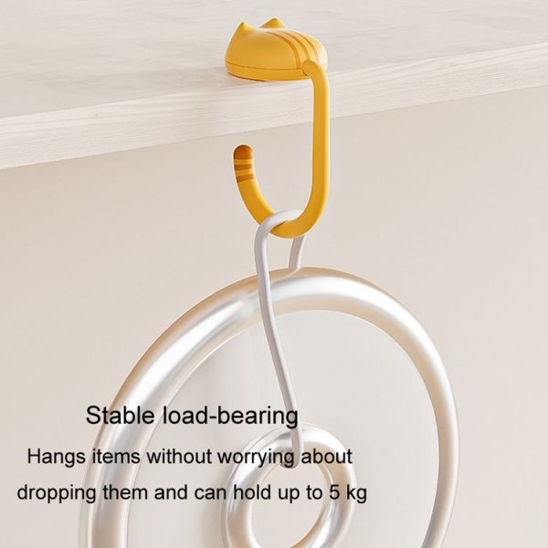 Removable Deskside Hanger Hook No-Punch Student Schoolbag Hook (Yellow) - Image 7