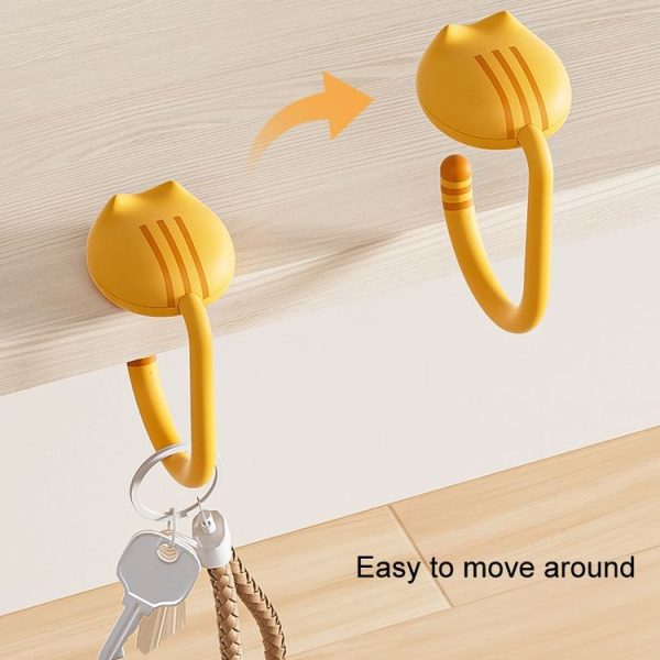 Removable Deskside Hanger Hook No-Punch Student Schoolbag Hook (Yellow) - Image 8