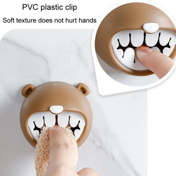 Bear Towel Holder Bathroom Towel Hooks Kitchen Rag Stopper Washcloth Dishcloth Storage (Coffee) - Image 4