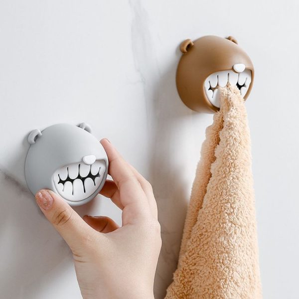 Bear Towel Holder Bathroom Towel Hooks Kitchen Rag Stopper Washcloth Dishcloth Storage (Coffee) - Image 6