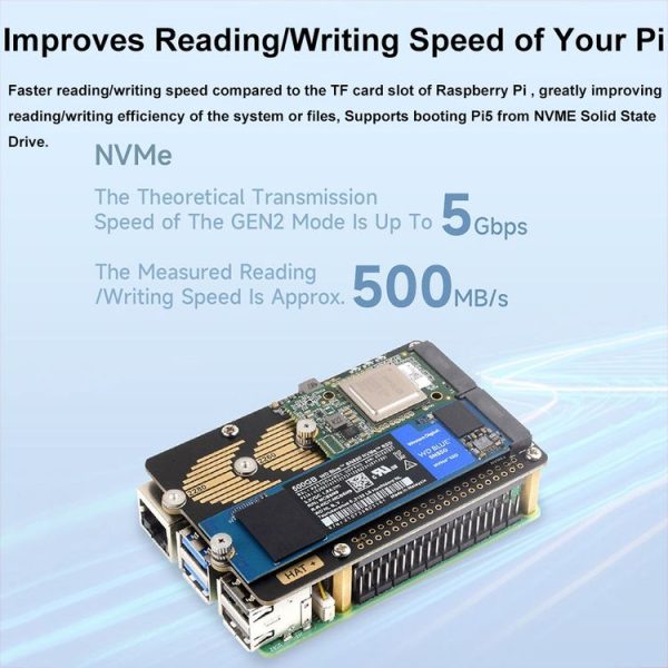 Waveshare For Raspberry Pi 5 PCIe To 2-Ch M.2 Adapter Type B NVMe Protocol (27710) - Image 7