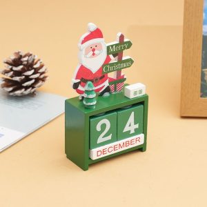 Children Toy Christmas Gift Wooden Calendar Christmas Eve Desktop Ornament, Style: Santa Claus