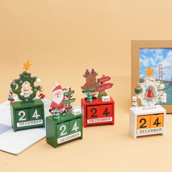 Children Toy Christmas Gift Wooden Calendar Christmas Eve Desktop Ornament, Style: Santa Claus - Image 2