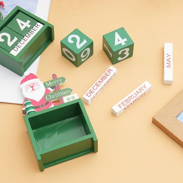 Children Toy Christmas Gift Wooden Calendar Christmas Eve Desktop Ornament, Style: Santa Claus - Image 4