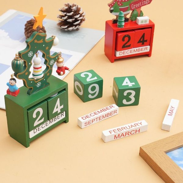 Children Toy Christmas Gift Wooden Calendar Christmas Eve Desktop Ornament, Style: Santa Claus - Image 5